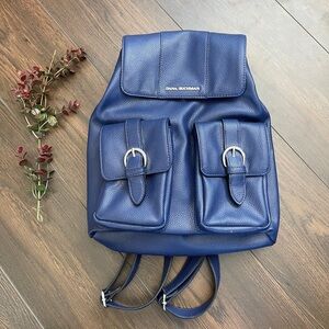 NEW DANA BUCHMAN blue faux leather backpack